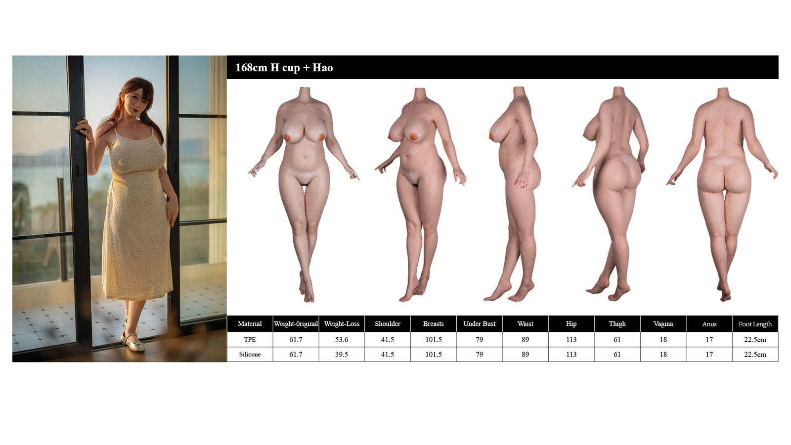 Hao poupée sexuelle (Starpery 168 cm H-cup TPE+Silicone)