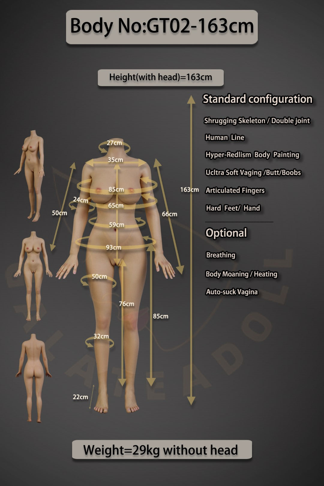 Mariana bambola del sesso (Galatea Doll Coppa D da 163 cm n. 061 in silicone)