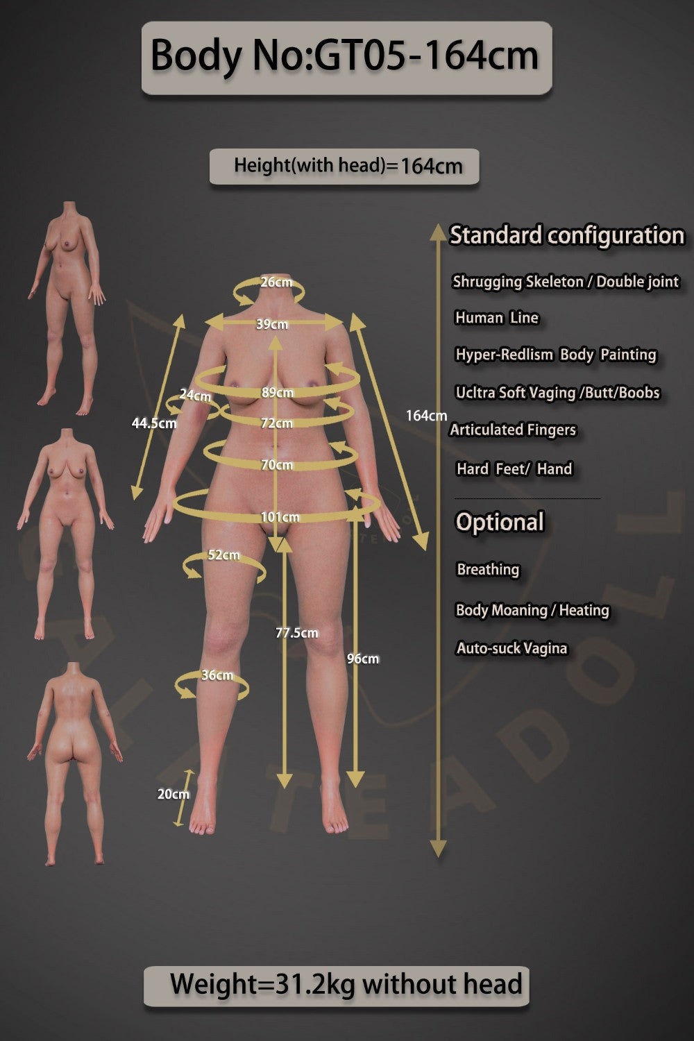 Bambola del sesso del destino (Galatea Doll 164 cm Coppa B #116 Silicone)